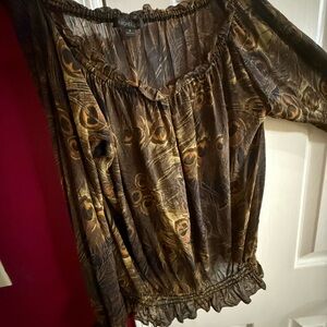Rachel Zoe Brown Feather Print Blouse